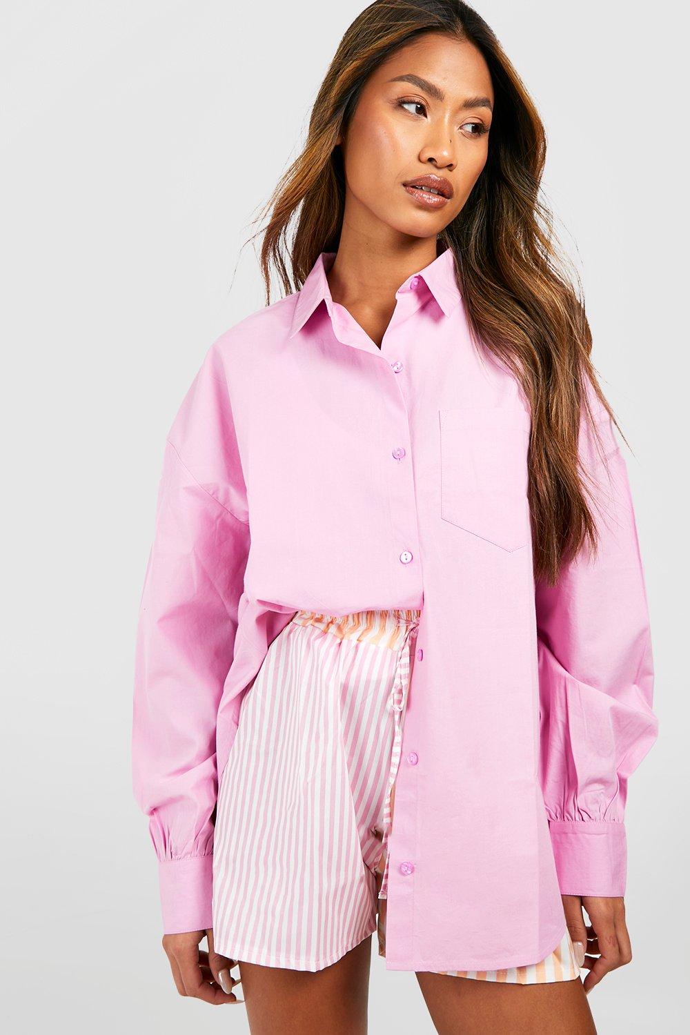 Pastel Pink Oversized Cotton Poplin Shirt